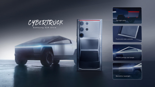 Российская Caviar представила iPhone в стиле Apple Vision Pro и Galaxy в виде Tesla Cybertruck
