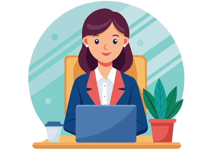 Work woman office royalty free vector graphic. free for use & download