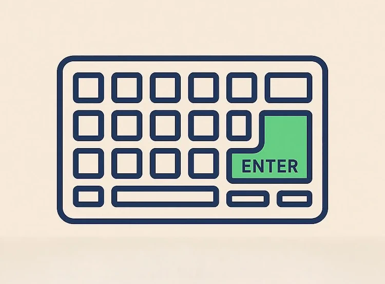 Минималистичный дизайн клавиатуры с подсвеченной клавишей enter