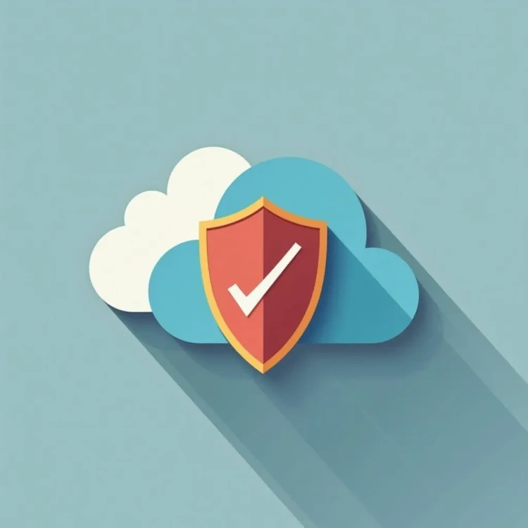Плоская иконка облачной безопасности с щитом и облаком (6)