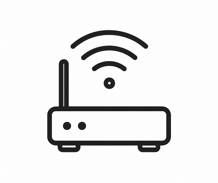 Минималистичное изображение маршрутизатора с волнистыми линиями wi fi